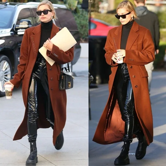 NWT Alexander Wang Long Darted Single Breasted Wool BlendCoat Sz M Hailey Bieber - Picture 2 of 11